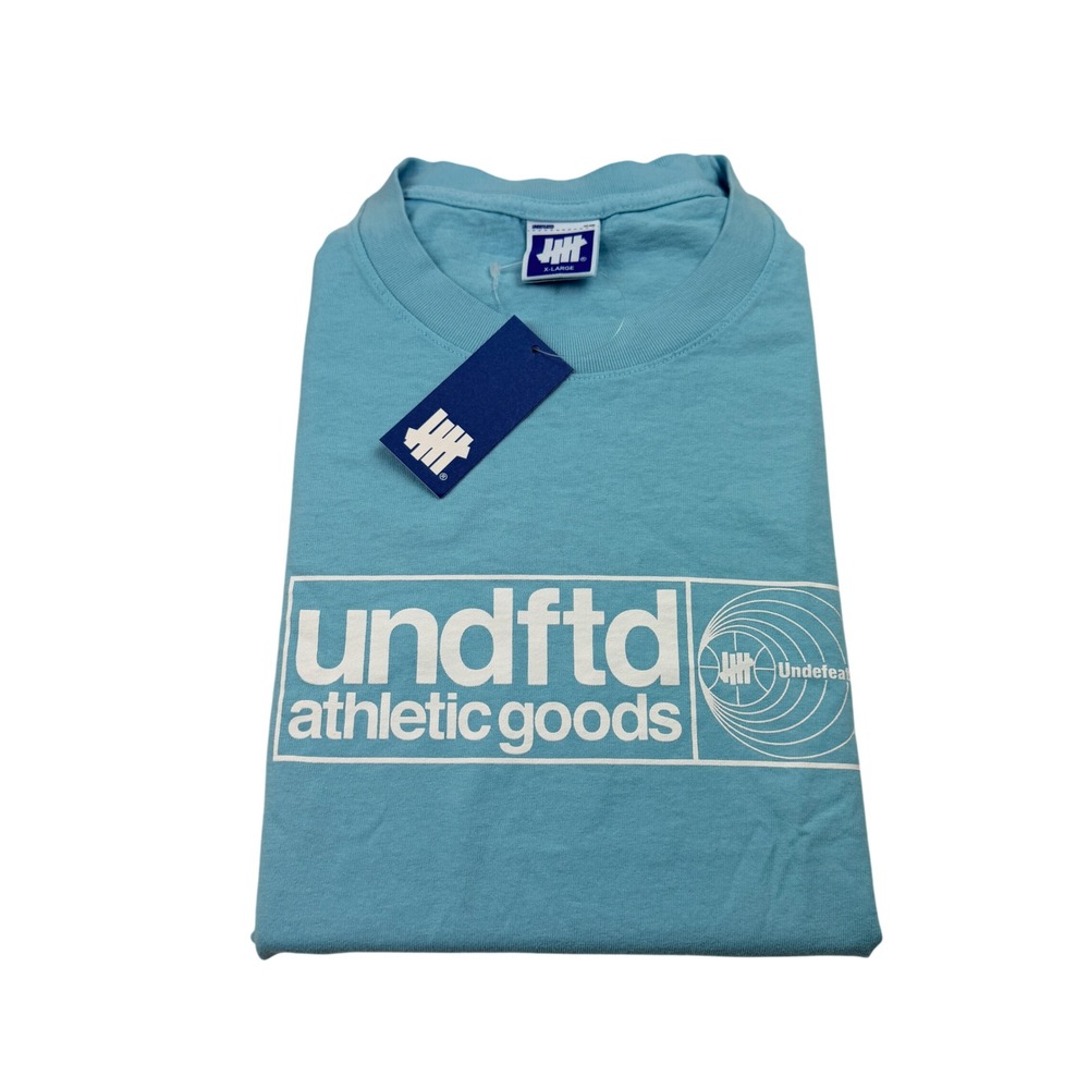 Undefeated Undftd Athletic Goods Graphic T-Shirt Mens XL Light Blue NWT USA Made